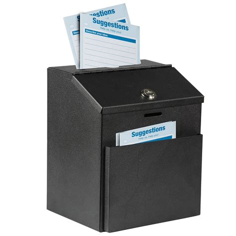 adir wall mountable steel suggestion box with lock|AdirOffice Steel Donation Suggestion Box with Cable .